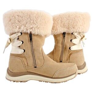 UGG Pure ingalls Sand Beige Womens Sz 8 Waterproof Leather Lace Snow Boots New